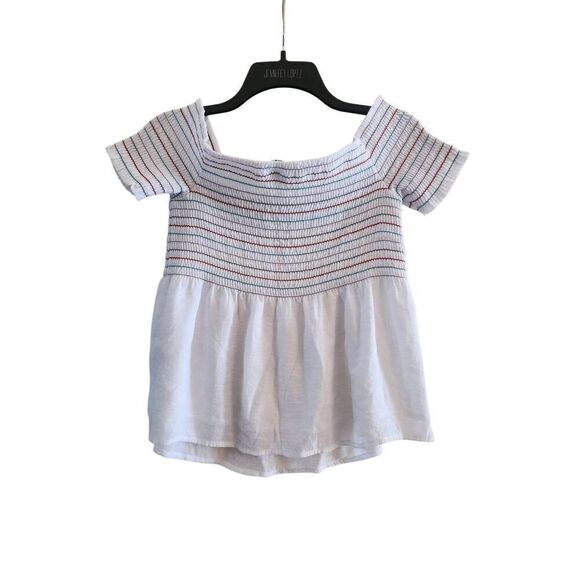 Guess Los Angeles off the shoulder baby doll top with elastic rouching size Medi - Picture 2 of 7